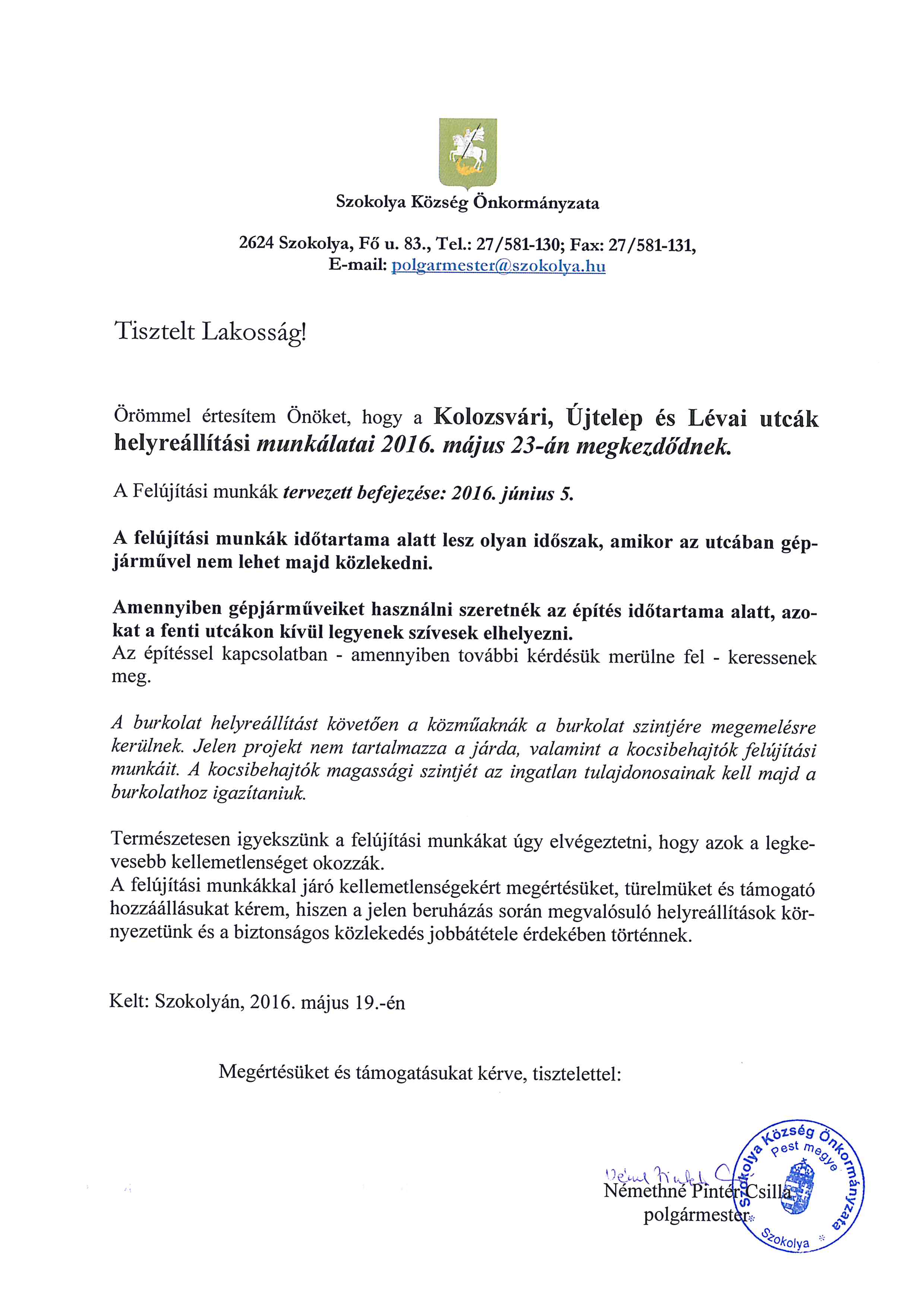 Útfelújítás tájékoztató